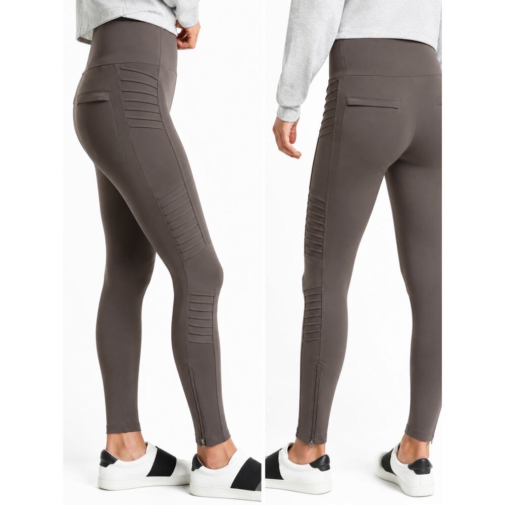 Athleta Moto-Detail High-Rise Leggings in Taupe